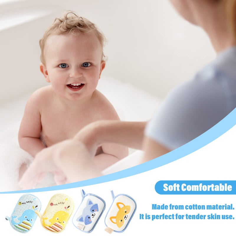 Hokoad Baby Bath Sponge, 2 Pack Cartoon Animal Style Baby Sponge for Bathing, Infants Bath Sponge Ultra Soft & Absorbent Natural and Safe Great for Sensitive Skin, for Boys & Girls (Elephant) - Image 4